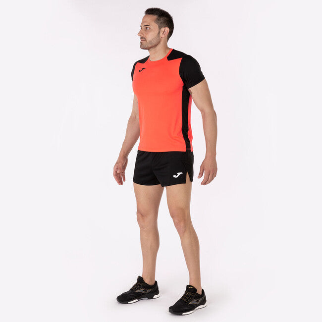 T-SHIRT RECORD II CORAL FLÚOR-NEGRO