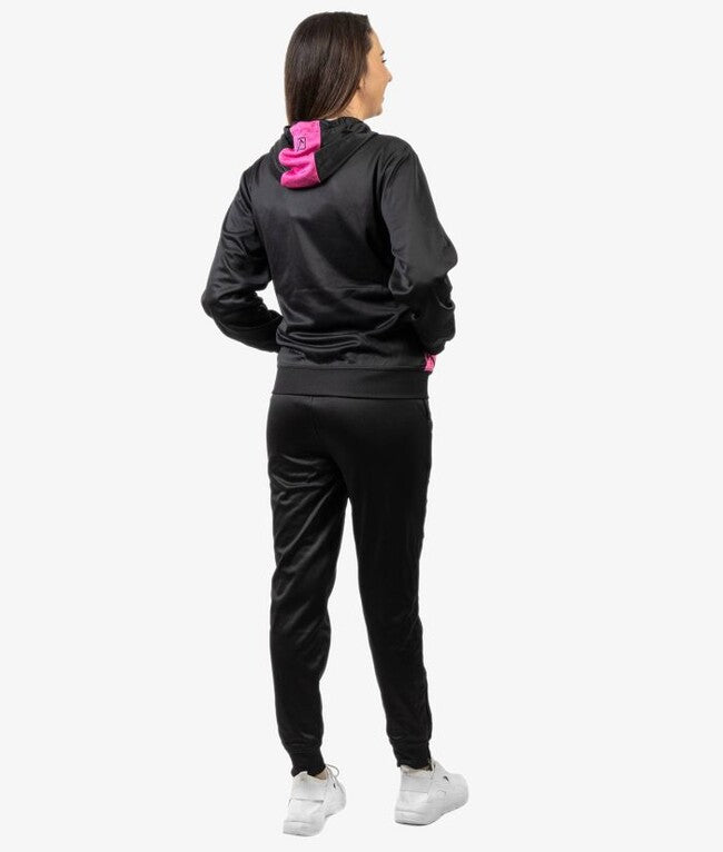 TUTA VISA MELANGE CON CAPPUCCIO POLARFLEECE ROSA FLUO/NERO