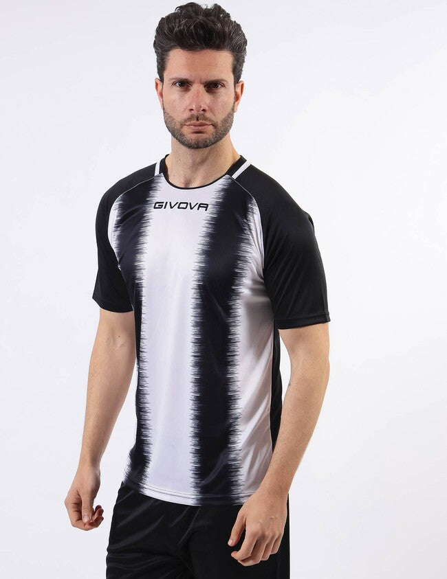 SHIRT STRIPE  M/C INTERLOCK BIANCO/NERO