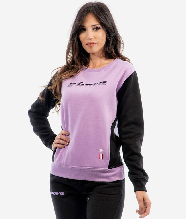 TUTA DONNA 102 G/COLLO CON TASCHE IN FELPA VIOLA/NERO