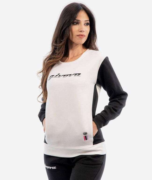 TUTA DONNA 102 G/COLLO CON TASCHE IN FELPA NERO/BIANCO