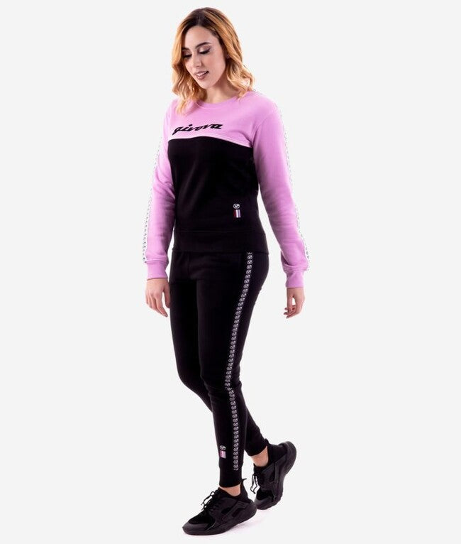 TUTA DONNA 100 G/COLLO CON BANDA IN FELPA LILLA/NERO