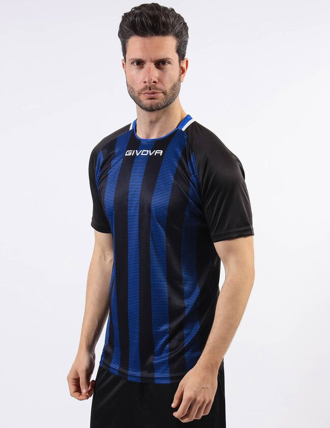SHIRT TRATTO INTERLOCK NERO/AZZURRO