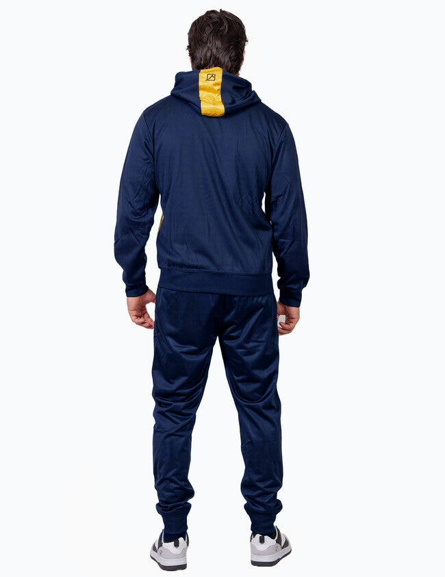 TUTA VISA MELANGE CON CAPPUCCIO POLARFLEECE BLU/GIALLO MELANGE
