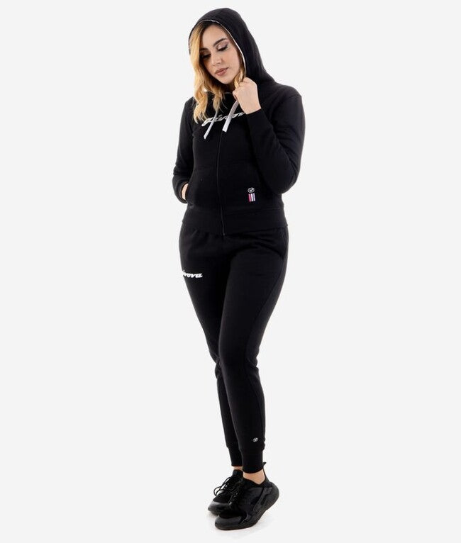 TUTA DONNA 105 PAILLETTES CON CAPP in FELPA NERO/BIANCO