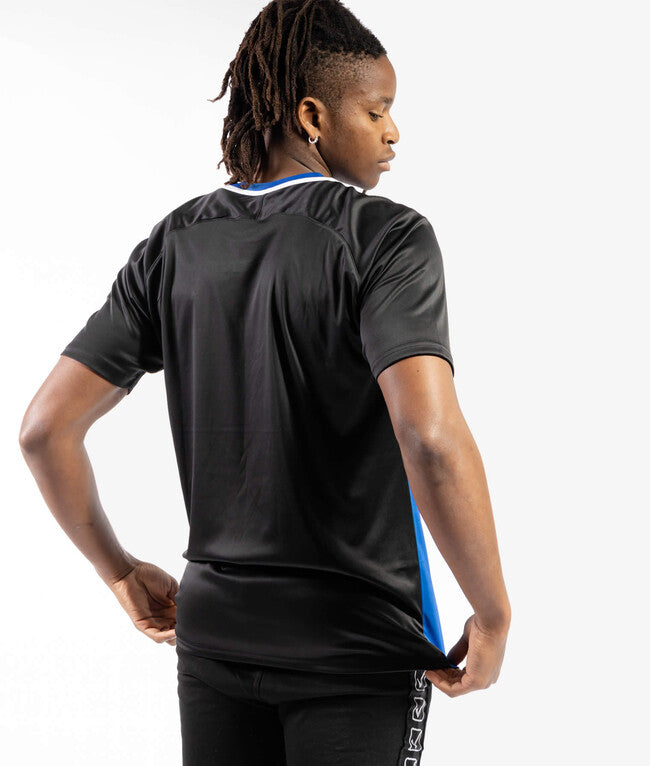 SHIRT STRIPE  M/C INTERLOCK NERO/AZZURRO