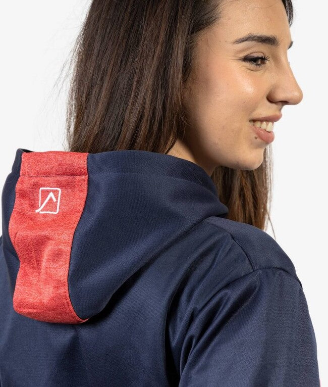 TUTA VISA MELANGE CON CAPPUCCIO POLARFLEECE BLU/ROSSO MELANGE