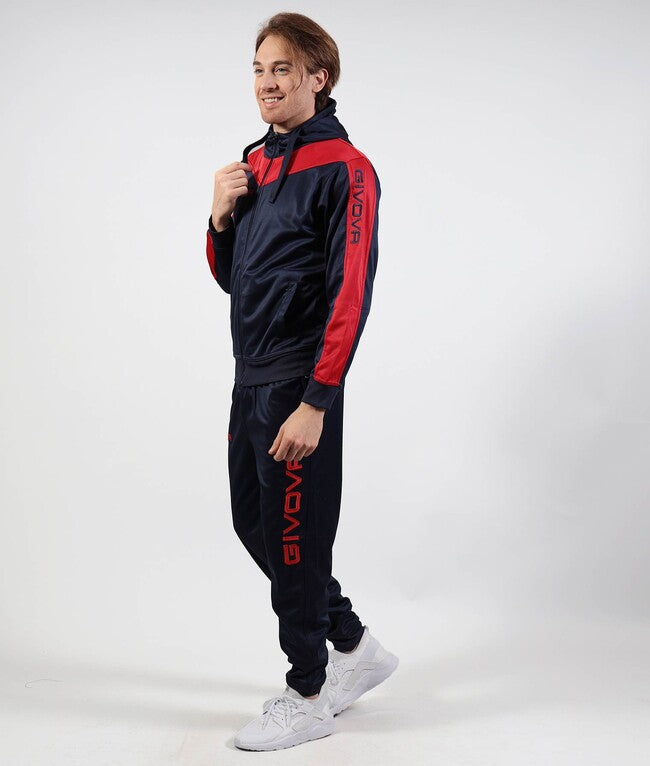TUTA ROMA CON CAPPUCCIO POLARFLEECE ROSSO/BLU