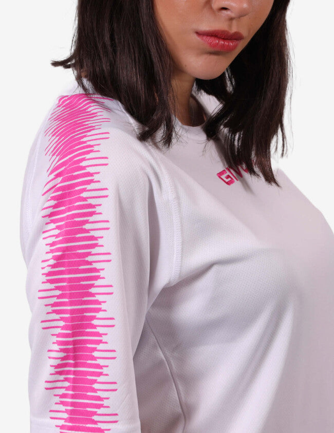 SHIRT CLUB IN MESH BIANCO/FUXIA