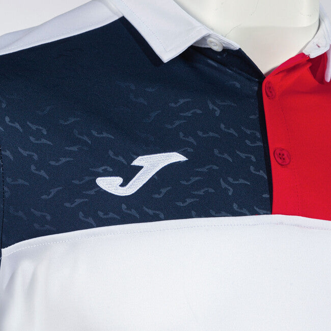 CREW V SHORT SLEEVE POLO WHITE RED NAVY WHITE