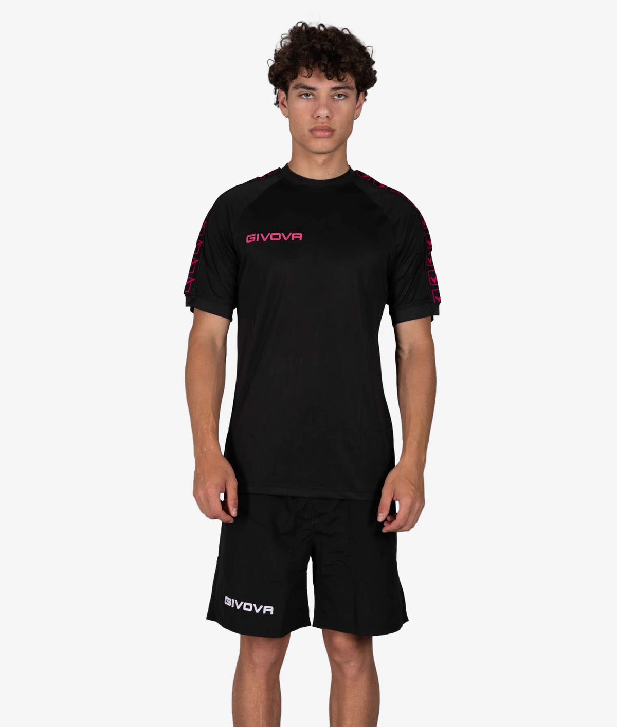 Тениска T-SHIRT POLY BAND черно-фуксия флуо