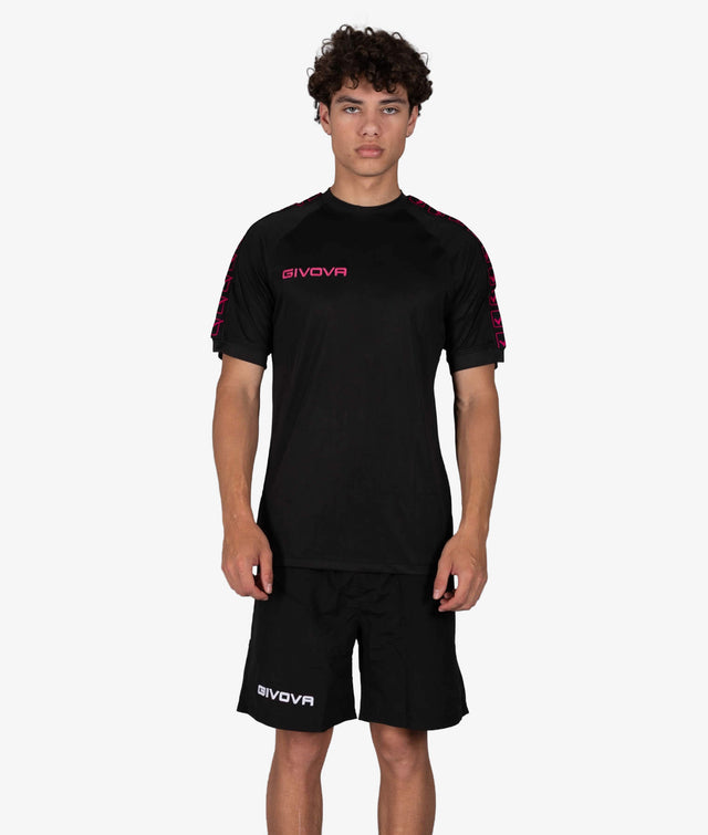 Тениска T-SHIRT POLY BAND черно-фуксия флуо