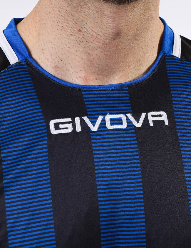 SHIRT TRATTO INTERLOCK NERO/AZZURRO