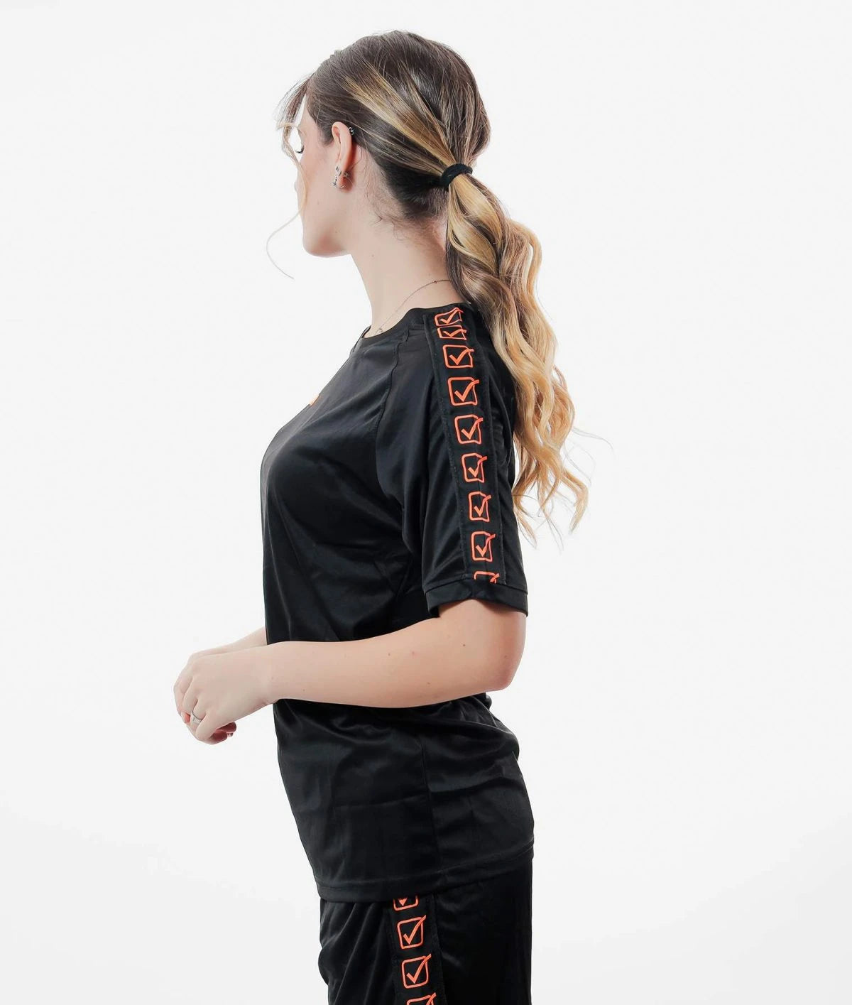 Тениска T-SHIRT POLY BAND черно-флуо оранжево