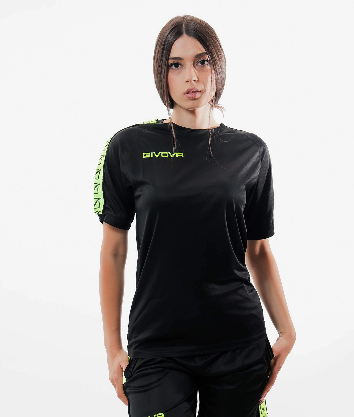 Тениска с къс ръкав T-SHIRT POLY BAND флуо жълто-черно