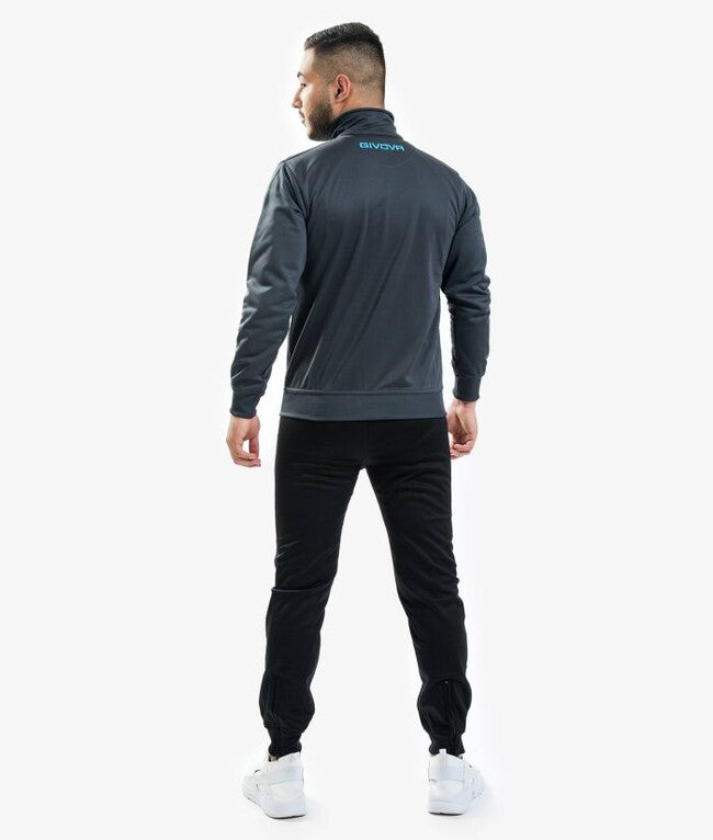 TUTA GIVOVA ONE FULL ZIP POLARFLEECE GRIGIO SCURO/TURCHESE