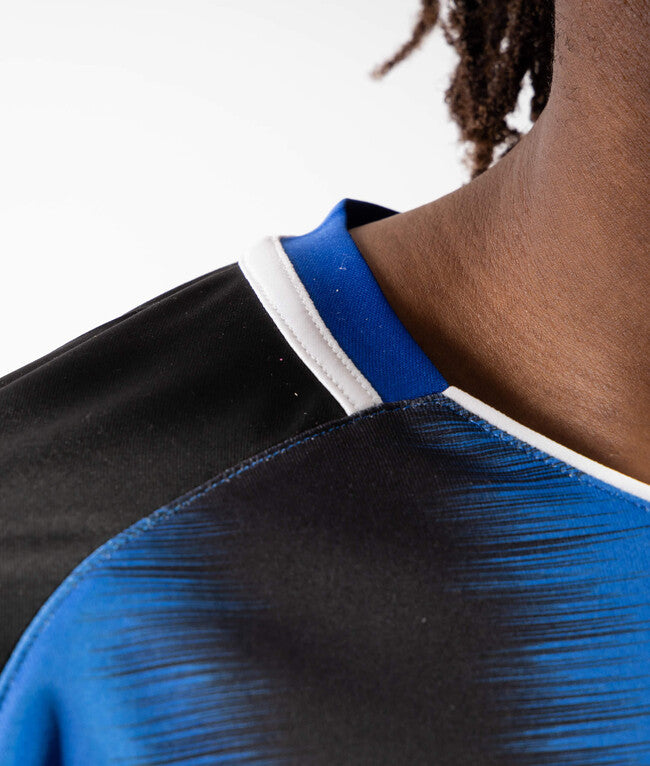 SHIRT STRIPE  M/C INTERLOCK NERO/AZZURRO