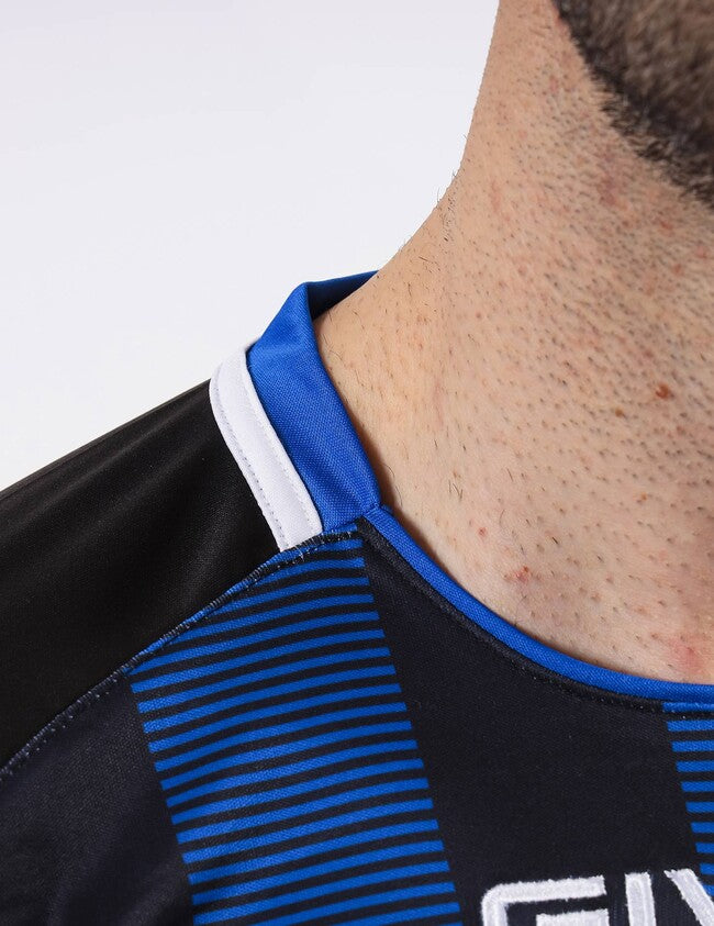 SHIRT TRATTO INTERLOCK NERO/AZZURRO