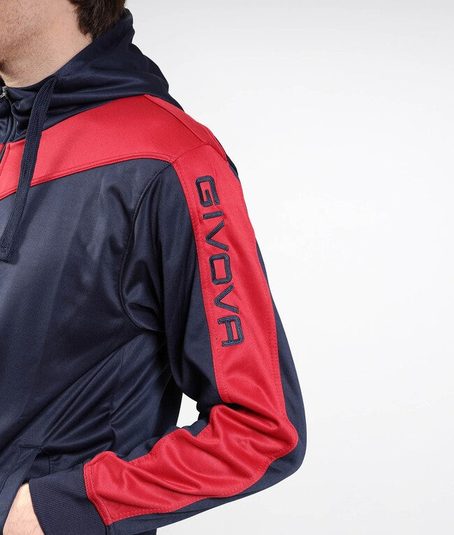TUTA ROMA CON CAPPUCCIO POLARFLEECE ROSSO/BLU