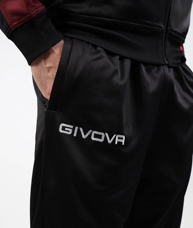TUTA ROMA CON CAPPUCCIO POLARFLEECE NERO/GRANATA