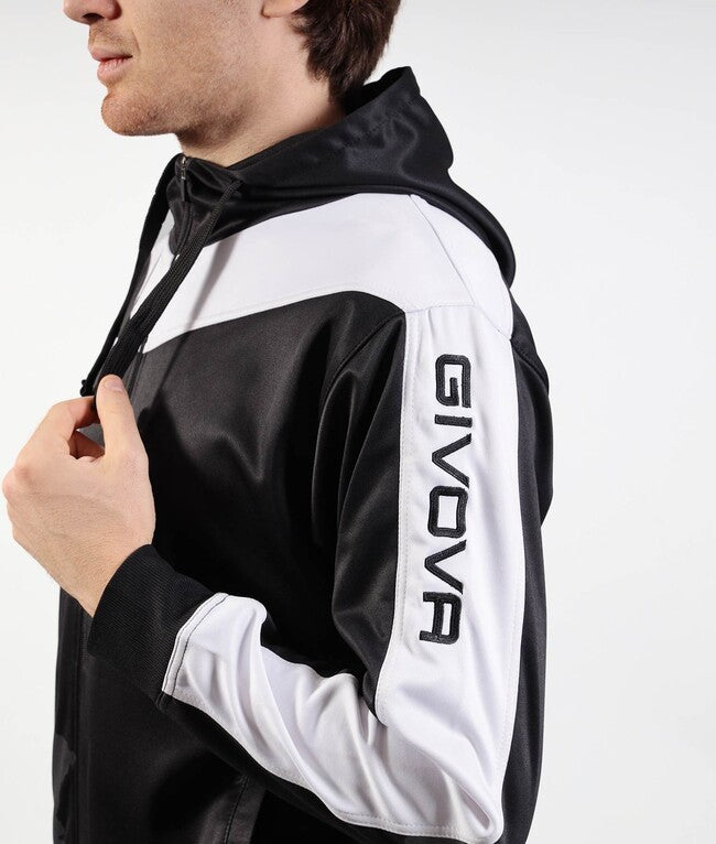 TUTA ROMA CON CAPPUCCIO POLARFLEECE NERO/BIANCO