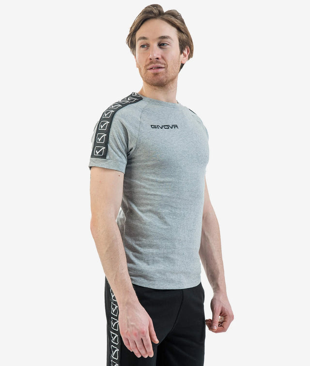 Тениска с къс ръкав T-SHIRT COTTON BAND светло меланжирано сиво