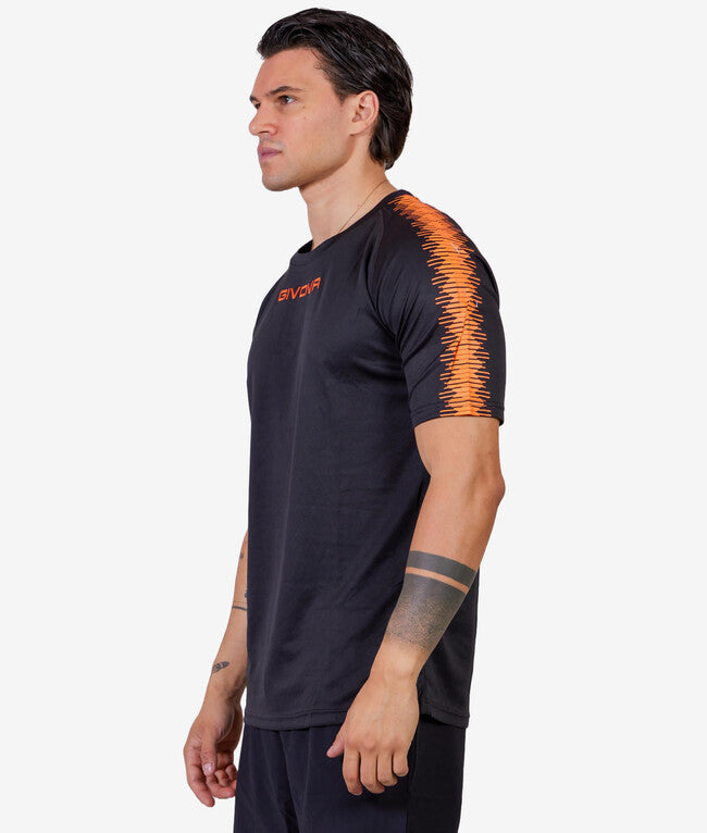SHIRT CLUB IN MESH NERO/ARANCIO FLUO