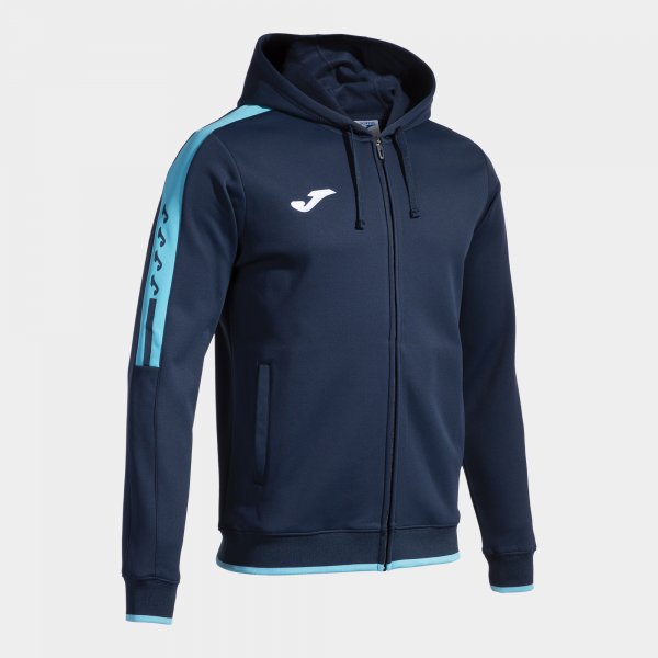 OLIMPIADA ZIP-UP HOODIE NAVY FLUOR TURQUOISE NAVY