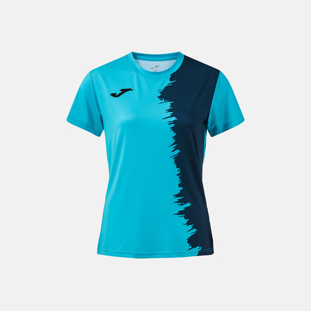 Дамски тениска CITY III SHORT SLEEVE T-SHIRT тъмно морско синьо - флуоресцентно тюркоазено