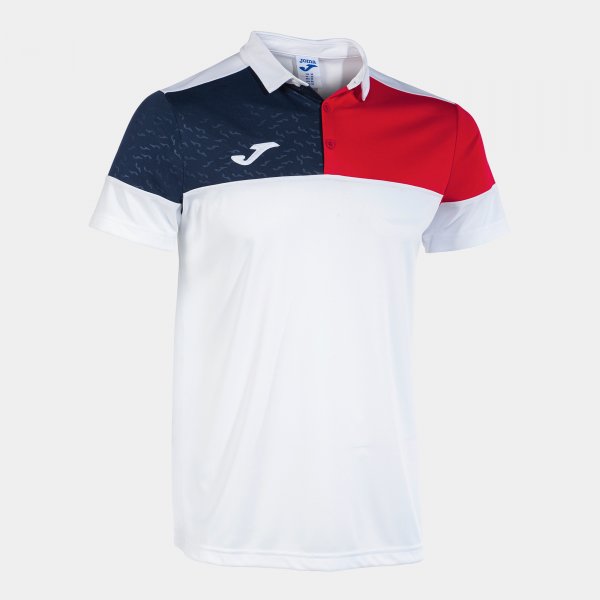 CREW V SHORT SLEEVE POLO WHITE RED NAVY WHITE