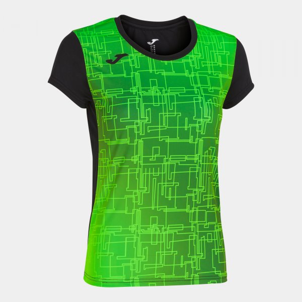 Дамски тениска за бягане T-SHIRT ELITE VIII SHORT SLEEVE черно флуоресцентно зелено