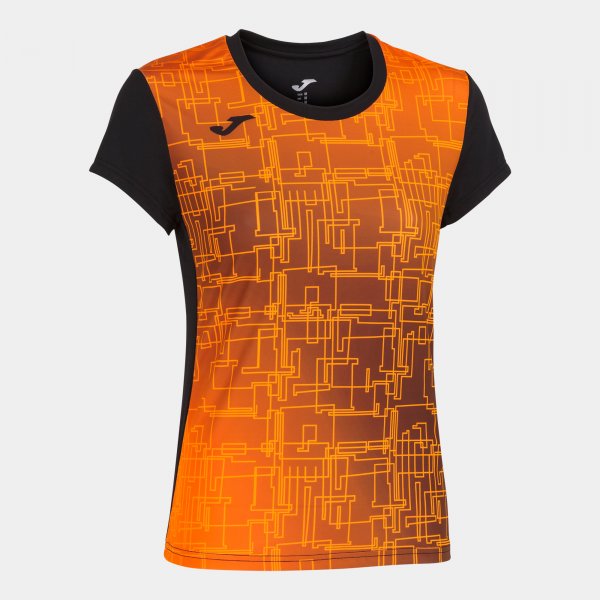Дамски тениска за бягане T-SHIRT ELITE VIII SHORT SLEEVE черно оранжево