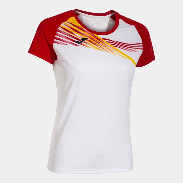 Дамски тениска за бягане ELITE X SHORT SLEEVE T-SHIRT бяло червено
