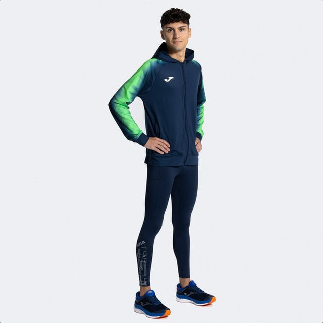 Суитшърт с качулка ELITE XI ZIP-UP HOODIE морско синьо флуоресцентно зелено