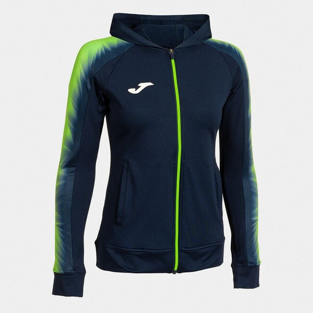 Дамска суитшърт с качулка ELITE XI ZIP-UP HOODIE морско синьо флуоресцентно зелено