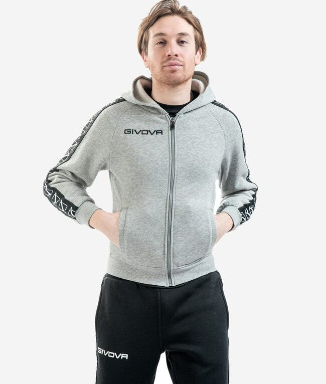 Суитшърт FELPA FULL ZIP BAND светло меланжирано сиво