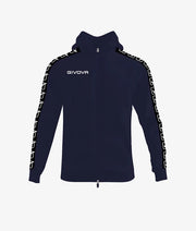 Суитшърт с качулка FELPA FULL ZIP CON CAPPUCCIO TERRY BAND синьо-черно