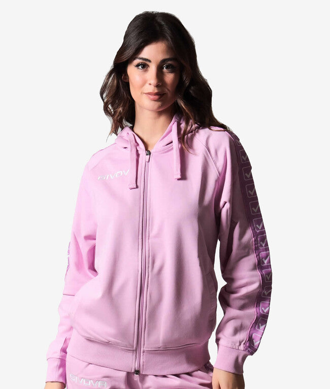 Суитшърт с качулка FELPA FULL ZIP CON CAPPUCCIO TERRY BAND сиворозово
