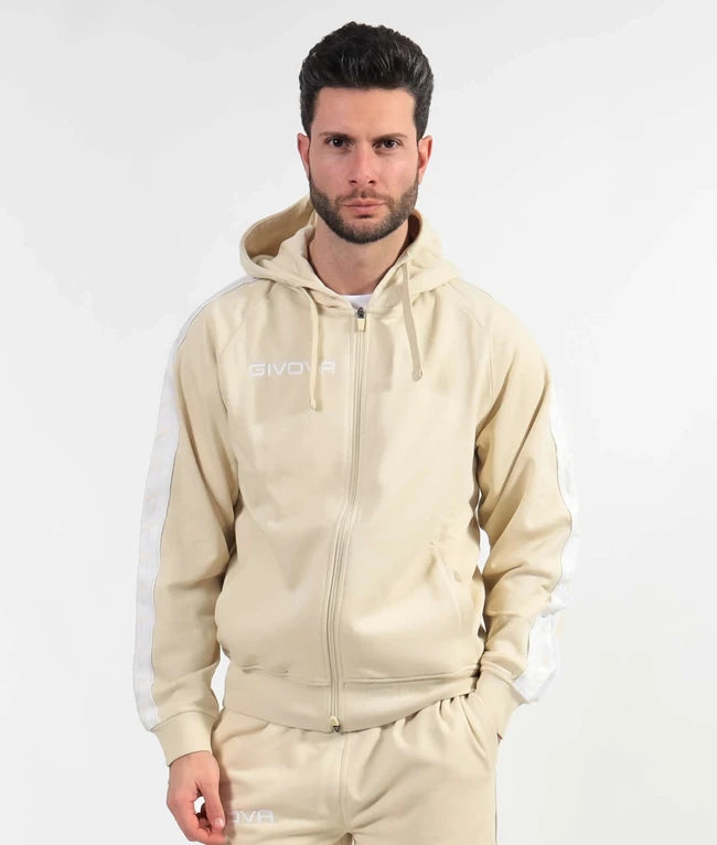 Суитшърт с качулка FELPA FULL ZIP CON CAPPUCCIO TERRY BAND пясъчно