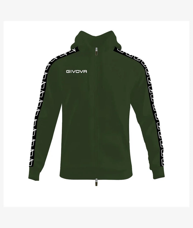 Суитшърт с качулка FELPA FULL ZIP CON CAPPUCCIO TERRY BAND военно зелено-черно