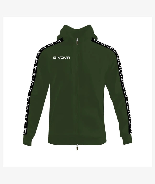 Суитшърт с качулка FELPA FULL ZIP CON CAPPUCCIO TERRY BAND военно зелено-черно