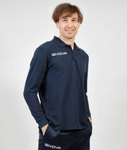Поло блуза с дълъг ръкав POLO COTONE PIQUET WINTER синьо