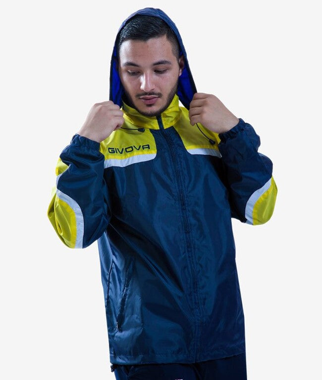RAIN JACKET CON MESH ASIA BLU/GIALLO