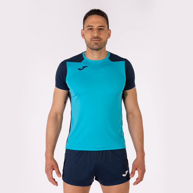 Тениска за бягане T-SHIRT RECORD II SHORT SLEEVE флуоресцентно тюркоазено