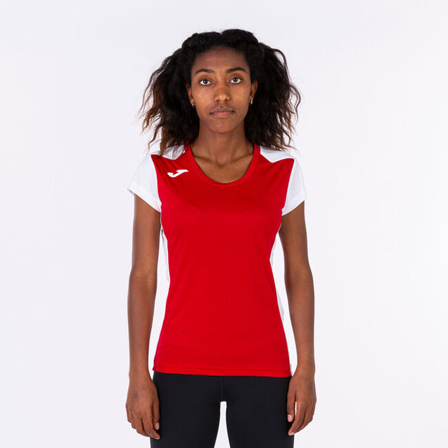 Дамски тениска за бягане RECORD II SHORT SLEEVE T-SHIRT червено бяло