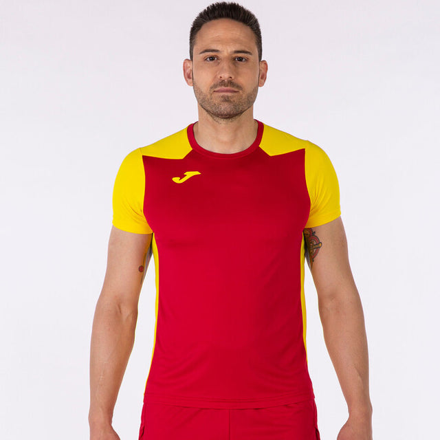 Тениска за бягане T-SHIRT RECORD II SHORT SLEEVE червено жълто