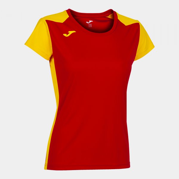 Дамски тениска за бягане RECORD II SHORT SLEEVE T-SHIRT червено жълто