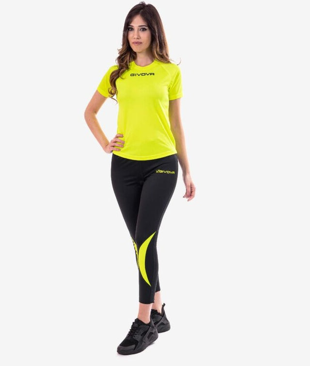 Панталони за бягане RUNNING LONG PANT черно-флуо жълто