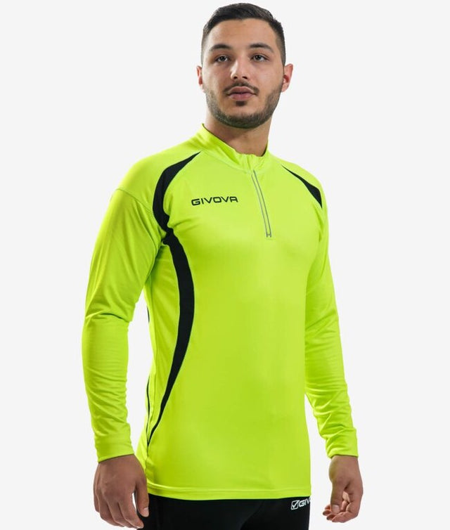 Блуза с дълъг ръкав RUNNING LONG SHIRT флуо жълто-черно
