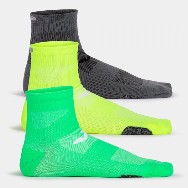 PACK OF 3 SOCKS RUNNING NIGHT FLUOR GREEN
